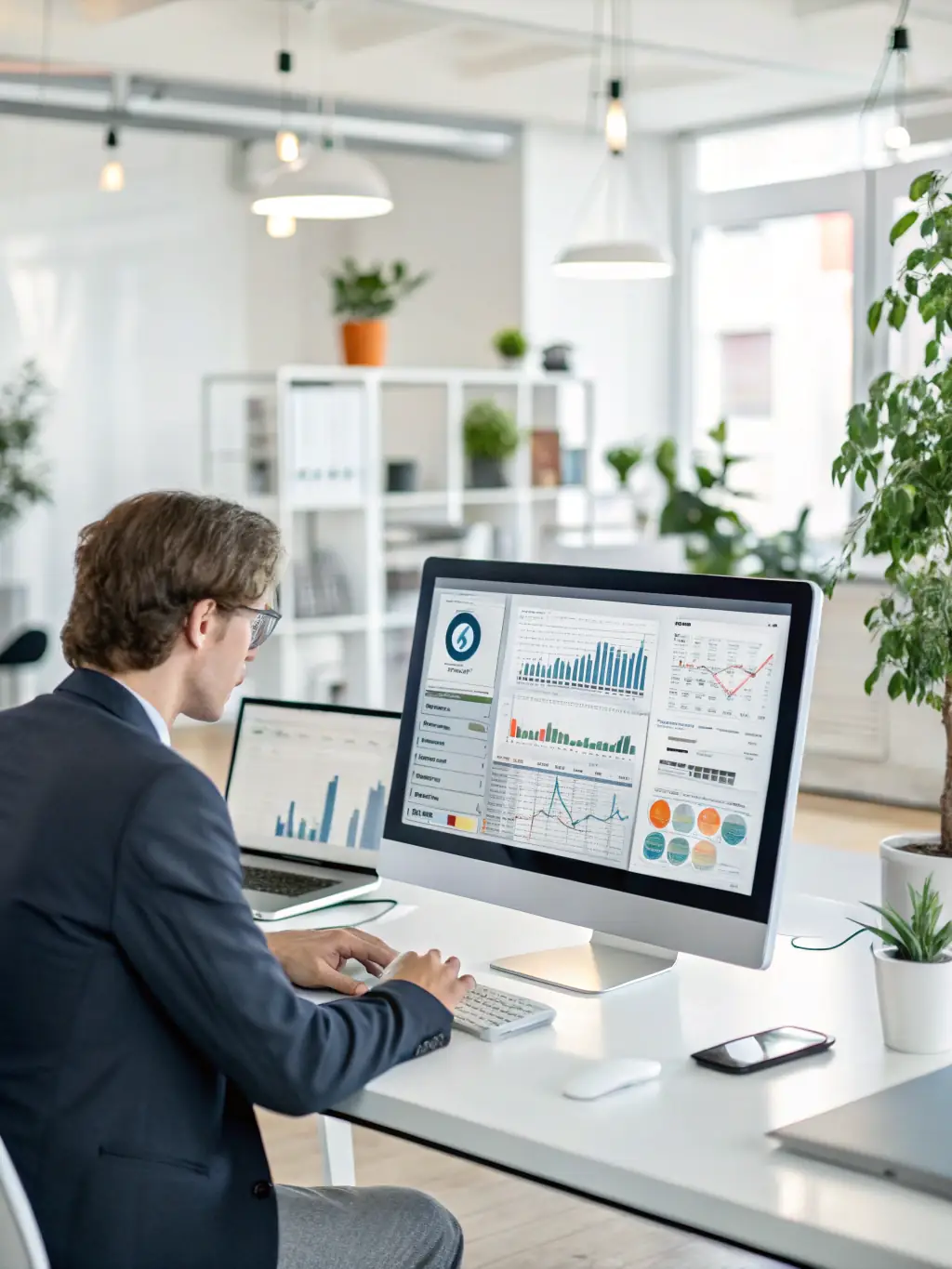 A business professional presenting a clear, easy-to-read performance report to a client, with transparent charts and data visualizations.